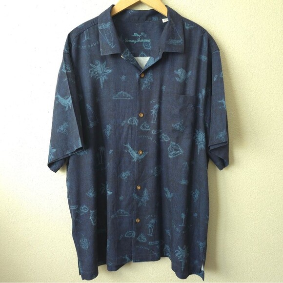 Tommy Bahama HAWAII EXCLUSIVE Hawaiian Islands Blue XXL RARE - Picture 2 of 10